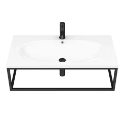 Arezzo 900 Wall Hung Basin With Matt Black Towel Rail Frame 10 Arezzo 900 Wall Hung Basin With Matt Black Towel Rail Frame -Croydex shop az9blkfrmd2