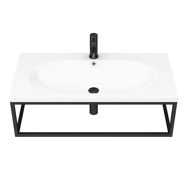 Arezzo 900 Wall Hung Basin With Matt Black Towel Rail Frame 6 Arezzo 900 Wall Hung Basin With Matt Black Towel Rail Frame - Image 4