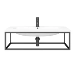 Arezzo 900 Wall Hung Basin With Matt Black Towel Rail Frame 11 Arezzo 900 Wall Hung Basin With Matt Black Towel Rail Frame -Croydex shop az9blkfrmd3