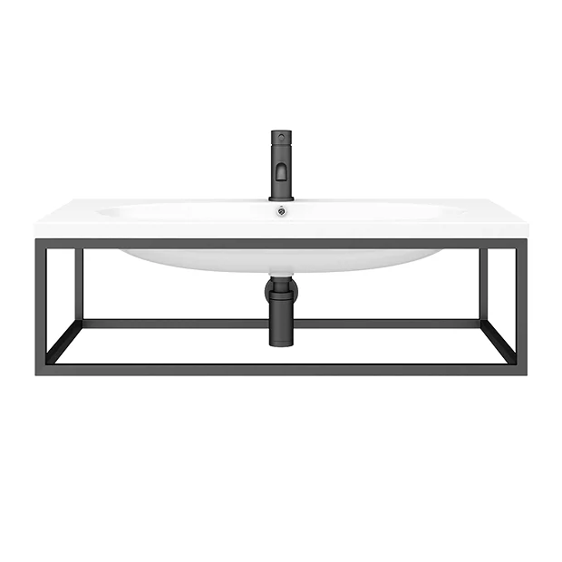 Arezzo 900 Wall Hung Basin With Matt Black Towel Rail Frame 7 Arezzo 900 Wall Hung Basin With Matt Black Towel Rail Frame - Image 5