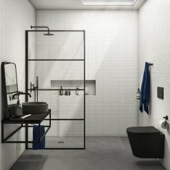 Arezzo 910 Matt Black Stone Resin Worktop With Matt Black Wall Mounted Frame