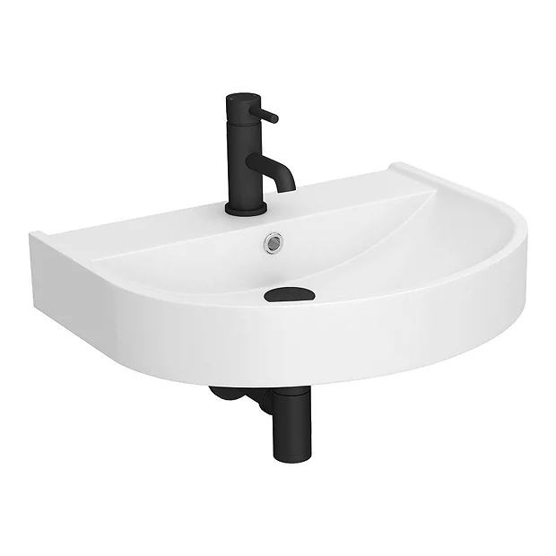 Arezzo D Shaped Curved Wall Mounted Stone Resin Basin 1TH (554 X 437mm) 5 Arezzo D Shaped Curved Wall Mounted Stone Resin Basin 1TH (554 X 437mm) - Image 3
