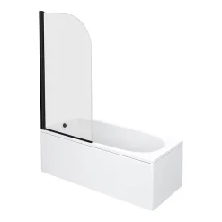 Arezzo Black Curved Top Straight Hinged Round Shower Bath