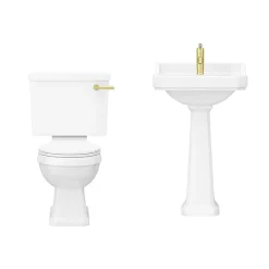 Arezzo Traditional 4-Piece 1TH Bathroom Suite (incl. Brushed Brass Lever) -Croydex shop azbbd1