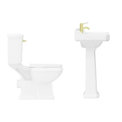Arezzo Traditional 4-Piece 1TH Bathroom Suite (incl. Brushed Brass Lever) -Croydex shop azbbd2