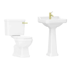 Arezzo Traditional 4-Piece 1TH Bathroom Suite (incl. Brushed Brass Lever) -Croydex shop azbbd3