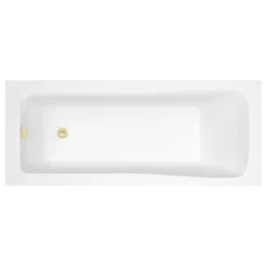 Arezzo Straight Square Shower Bath W. Brushed Brass Framed Fixed Screen -Croydex shop azbbfbathd2