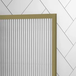 Arezzo Fluted Glass Brushed Brass Framed Urinal Partition 7 Arezzo Fluted Glass Brushed Brass Framed Urinal Partition -Croydex shop azbbfp1 detail01