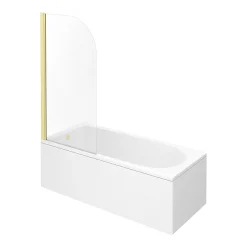 Arezzo Straight Round Shower Bath W. Brushed Brass Curved Top Pivot Screen -Croydex shop azbbr d3