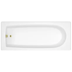 Arezzo Straight Round Shower Bath W. Brushed Brass Curved Top Pivot Screen -Croydex shop azbbrd2