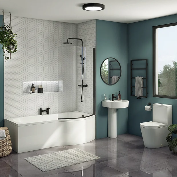 Arezzo B-Shaped Shower Bath Suite - 1700mm 4 Arezzo B-Shaped Shower Bath Suite - 1700mm - Image 2
