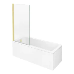Arezzo Straight Square Shower Bath W. Brushed Brass Pivot Screen -Croydex shop azbbsbath d3