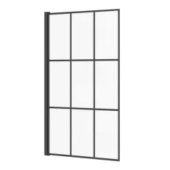 Arezzo Matt Black Grid Bath Screen With Curved Single Ended Bath -Croydex shop azbgrb d2