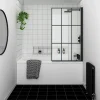 Arezzo Matt Black Grid Bath Screen With Curved Single Ended Bath -Croydex shop azbgrb d4