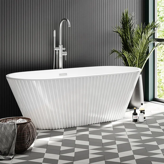 Arezzo Fluted 1700 X 800mm Double Ended Freestanding Bath 4 Arezzo Fluted 1700 X 800mm Double Ended Freestanding Bath - Image 2
