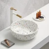 Arezzo White Terrazzo Effect Round Countertop Basin - 410mm Diameter -Croydex shop azc109m l