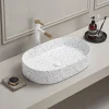 Arezzo 600 X 380mm White Terrazzo Effect Oval Countertop Basin 2 Arezzo 600 X 380mm White Terrazzo Effect Oval Countertop Basin -Croydex shop azc78330dm l