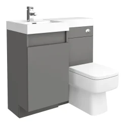 Arezzo 900mm Gloss Grey Combination Bathroom Suite Unit (inc. Cistern + Square Toilet) -Croydex shop azcbs9gry nd2