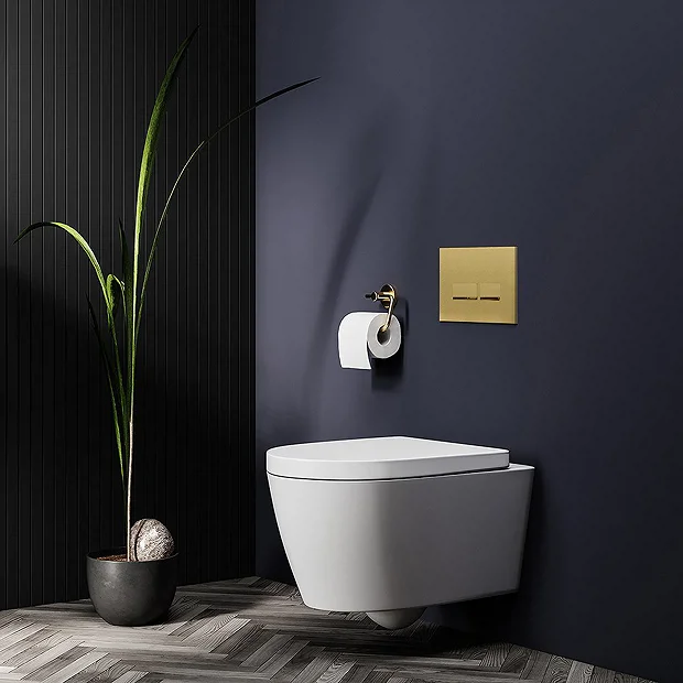 Arezzo Compact Top/Front Flush Toilet Frame With Brushed Brass Flush - Square Buttons 5 Arezzo Compact Top/Front Flush Toilet Frame With Brushed Brass Flush - Square Buttons - Image 3