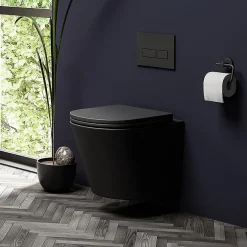 Arezzo Compact Top/Front Flush Toilet Frame With Matt Black Flush - Square Buttons -Croydex shop azcfsmbd1