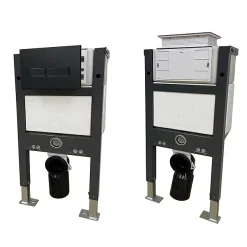 Arezzo Compact Top/Front Flush Toilet Frame With Matt Black Flush - Square Buttons -Croydex shop azcfsmbd2