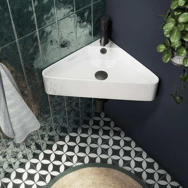 Arezzo Corner Cloakroom Basin 1TH - Gloss White 4 Arezzo Corner Cloakroom Basin 1TH - Gloss White - Image 2
