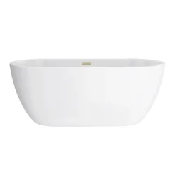 Arezzo Freestanding Modern Bath With Brushed Brass Waste