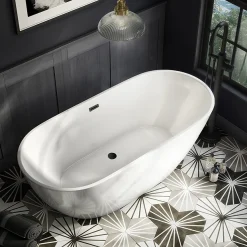 Arezzo Freestanding Modern Bath With Matt Black Waste -Croydex shop azfremb detail1