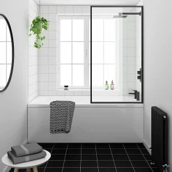 Arezzo Black Framed Fixed Square Single Ended Shower Bath