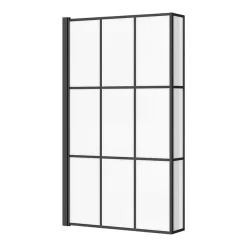 Arezzo Shower Bath - 1700mm L Shaped With Matt Black Grid Screen + Panel