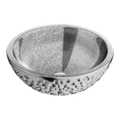 Arezzo Round 430mm Silver Mottled Relief Design Ceramic Counter Top Basin -Croydex shop azj2050 n d1
