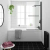 Arezzo Matt Black 1700 X 800 Keyhole Shower Bath With Screen -Croydex shop azksb17 d4