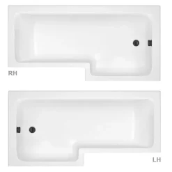 Arezzo Square Matt Black Shower Bath + Exposed Shower Pack (1700 L Shaped With Screen + Panel) -Croydex shop azl17pak d1