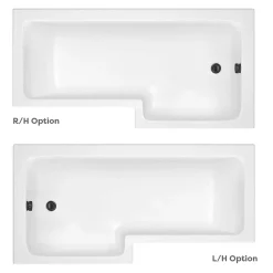 Arezzo Shower Bath - 1700mm L Shaped With Matt Black Screen + Matt Blue Panel -Croydex shop azlb17 d1