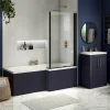 Arezzo Shower Bath - 1700mm L Shaped With Matt Black Screen + Matt Blue Panel -Croydex shop azlb17 d2