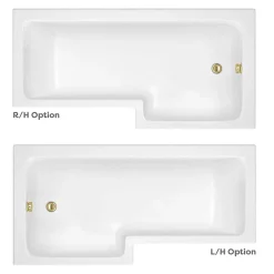 Arezzo Shower Bath - 1700mm L Shaped With Brushed Brass Screen + Matt Grey Panel -Croydex shop azlg17bb d1