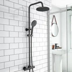 Arezzo Matt Black Complete Modern Bathroom Package (incl. L-Shaped Bath) -Croydex shop azmbcbp d5
