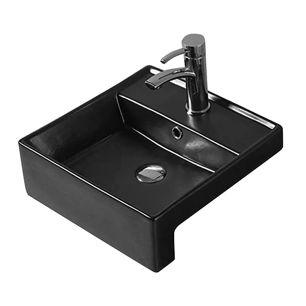 Arezzo 410mm Square Semi-Recessed Basin - Matt Black 3 Arezzo 410mm Square Semi-Recessed Basin - Matt Black