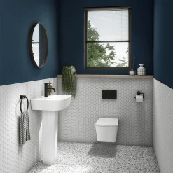 Arezzo Square Wall Hung Rimless Toilet Incl. Soft Close Seat -Croydex shop azssqwhp d2