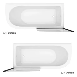 Arezzo Traditional Shower Bath Suite - 1700mm With Matt Black Screen + Leg Set -Croydex shop aztbs17 d1