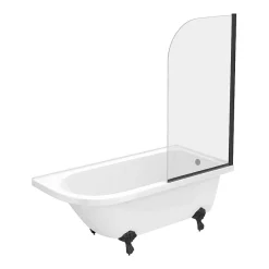 Arezzo Traditional Shower Bath Suite - 1700mm With Matt Black Screen + Leg Set -Croydex shop aztbs17 d2