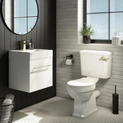 Arezzo Traditional Toilet With Brushed Brass Lever -Croydex shop aztccbb detail1