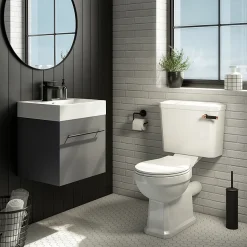 Arezzo Traditional Toilet With Rose Gold + Matt Black Lever -Croydex shop aztccrb detail1