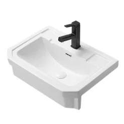 Arezzo Art Deco Semi-Recessed Basin 1TH - 574mm Wide -Croydex shop aztrsrgw d1