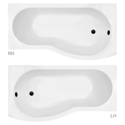 Arezzo Round Matt Black Shower Bath + Exposed Shower Pack (1700 B Shaped With Screen + Panel) -Croydex shop azv17bpakd1