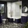 Arezzo Shower Bath - 1700mm L Shaped With Brushed Brass Screen + Matt Blue Panel -Croydex shop azvb17bb n d3