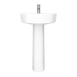 Victorian Plumbing Bianco Round Basin 1TH With Full Pedestal -Croydex shop b420bp d3