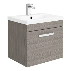 Brooklyn Bathroom Suite - Grey Avola With Chrome Handle - 500mm Wall Hung Vanity & Toilet 13 Brooklyn Bathroom Suite - Grey Avola With Chrome Handle - 500mm Wall Hung Vanity & Toilet -Croydex shop b5whgacc detail01