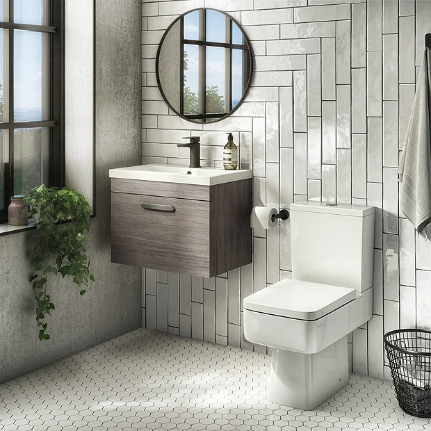Brooklyn Bathroom Suite - Grey Avola With Chrome Handle - 500mm Wall Hung Vanity & Toilet 4 Brooklyn Bathroom Suite - Grey Avola With Chrome Handle - 500mm Wall Hung Vanity & Toilet - Image 2