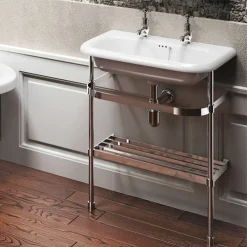 Clearwater Bath Clearwater - Small Traditional Roll Top Basin With Stainless Steel Stand - W550 X D470mm